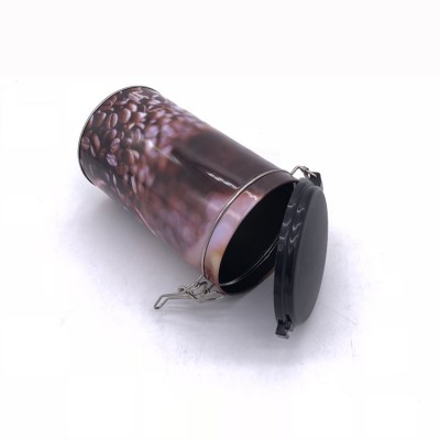 Custom Full Printed Plastic Airtight Lid Metal Round Coffee Bean Tin Can