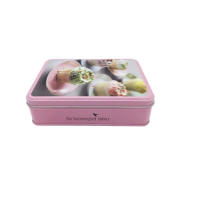 Custom CMYK Printing Food Grade Cookies Tin Packaging Rectangle Cake Tin Box