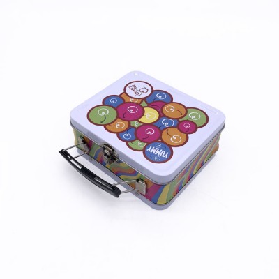 Metal lunch tin boxes with handle and lock lunch box for kids wholesale tin lunch box